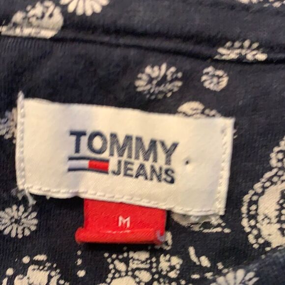 Tommy Hilfiger Jeans Blue White Red Crop Top Tee Medium - Picture 3 of 5